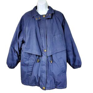 Bobbie Brooks Vintage Blue Windbreaker Zip Up Button Jacket Women's S
